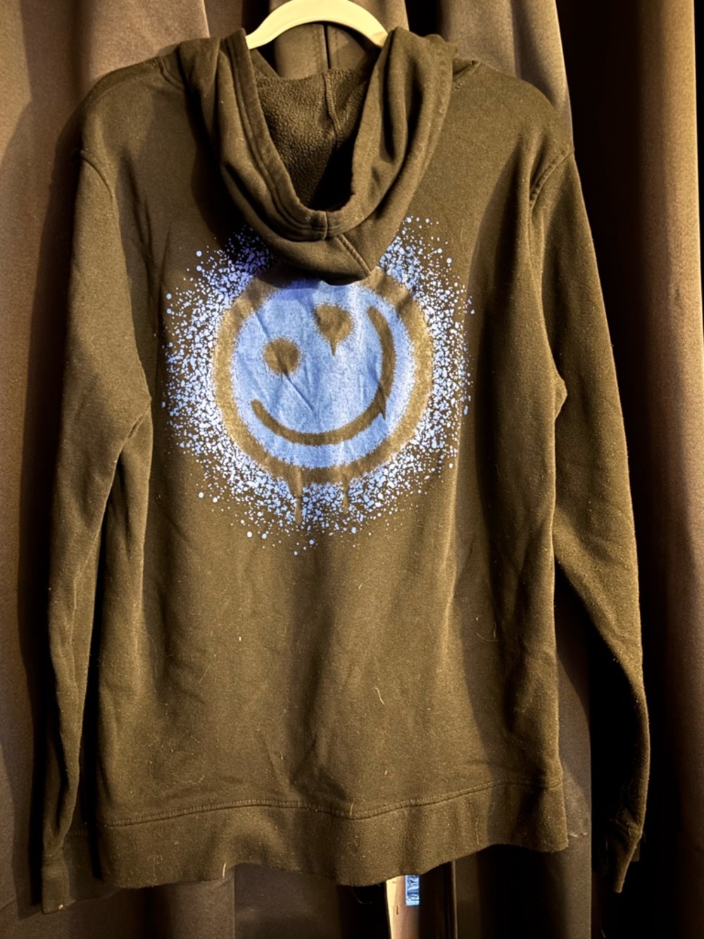 Brooklyn Cloth Black Hoodie with Blue Peace Sign & Purple Smiley - Picture 3 of 7